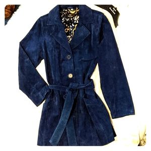 NWOT blue Suede, fully lined coat, machine washabl